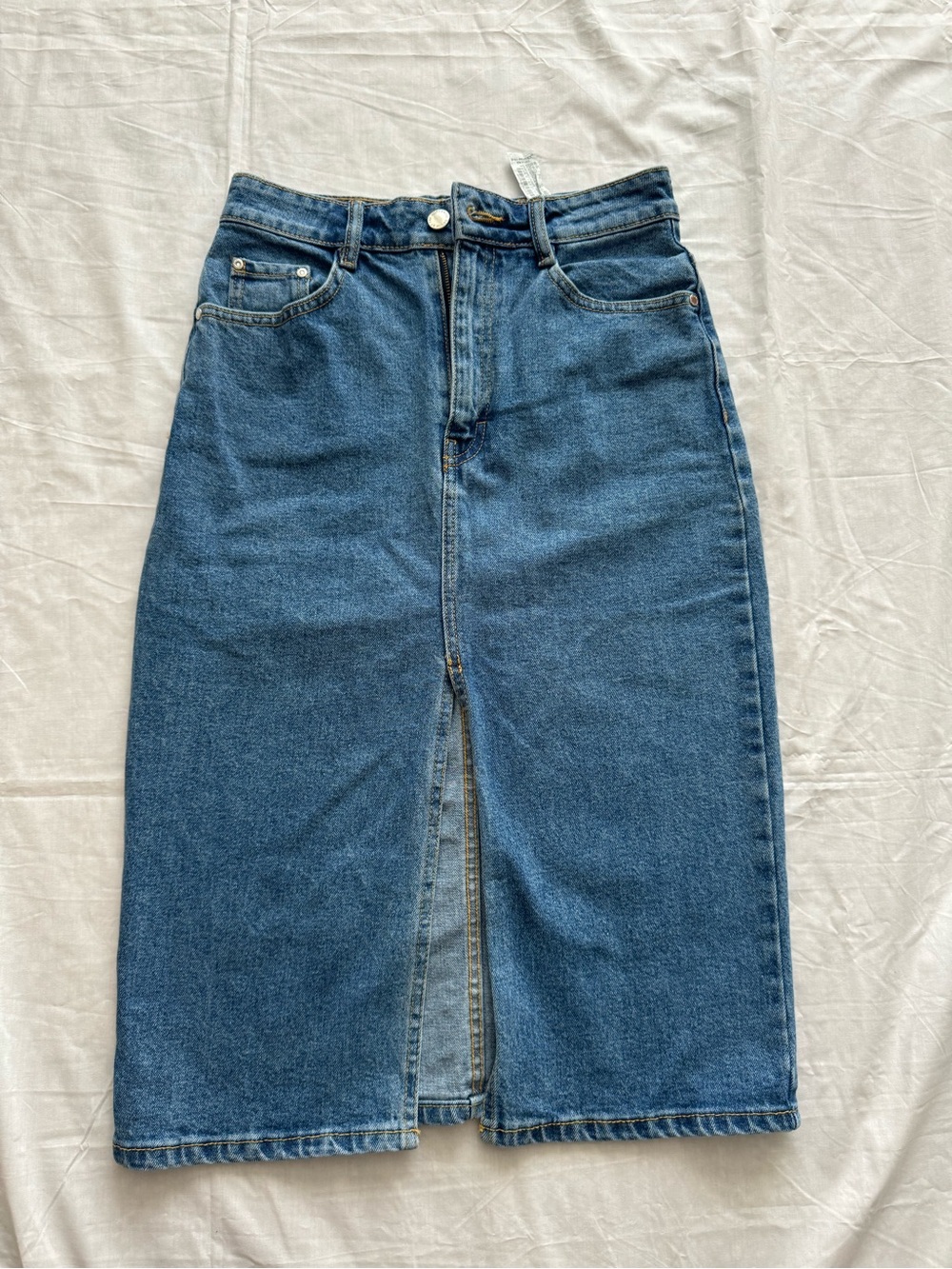 Zara TRF Trafaluc Denim Midi Pencil Skirt High Waist